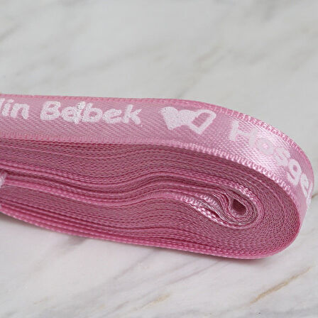 Büro Ev Ofis Partisi için 10MT 1CM Pembe Saten Hoşgeldin Bebek Kurdele