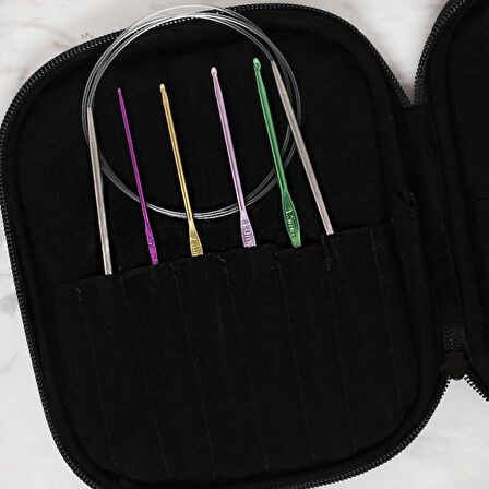 Büro Ev Ofis Dikiş Nakış Atölyesi için Çantalı Stil Örgü Tığ Aksesuar Seti