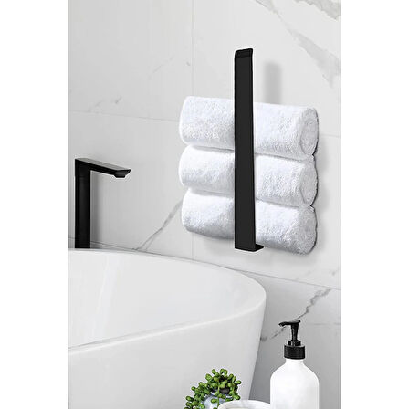 Büro Ev Ofis Banyo Düzeni için Siyah Metal Havlu Tutucu Mat Havluluk