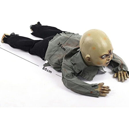 Büro Ev Ofis Eğlence Korku Şakası için Emekleyen Zombi Bebek Sesli Işıklı  Dekoru