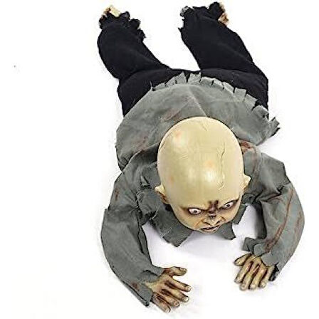 Büro Ev Ofis Eğlence Korku Şakası için Emekleyen Zombi Bebek Sesli Işıklı  Dekoru