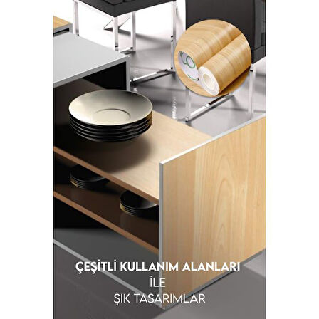 Büro Ev Ofis Mutfağı için 5MT Ahşap Motif Yapışkanlı Kaplama Folyosu