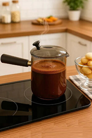 Büro Ev Ofis Pişirme Keyfi için 550ML Kapasiteli Akasya Stil Cam Cezve