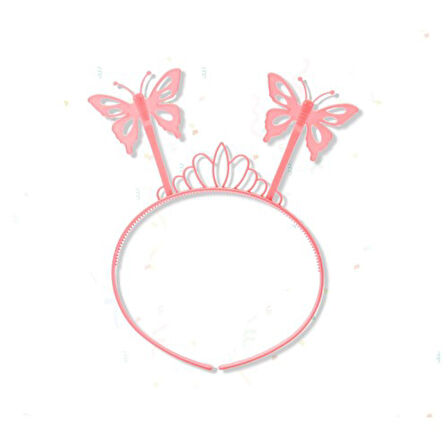 Büro Ev Ofis Gösteri Kostümü için Toz Pembe Kelebek Kanadı Tacı Sopası Seti