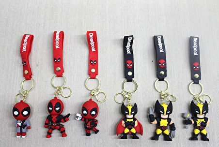 Büro Ev Ofis Hediyesi için Silikon Deadpool Wolverine Anahtarlık