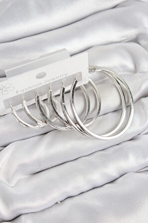 Zarif Kadın için Silver Pirinç Halka Tasarım Küpe Seti