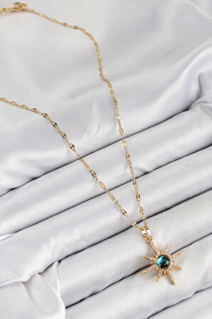 Zarif Kadın için Golden Çelik Zirkonlu Kutup Yıldızı Tasarım Kolye