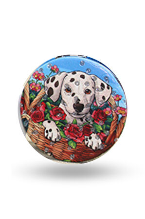 Büro Ev Ofis Kişisel Hediyesi için 7CM Yuvarlak Köpek Tasarım Taşlı İnce El Aynası