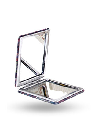 Büro Ev Ofis Hediyesi için İnce Dikdörtgen Nazarlıklı Taşlı El Makyaj Aynası