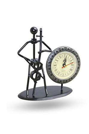 Büro Ev Ofis Hediyesi için 18x14CM Metal Kemancılı Masa Saati