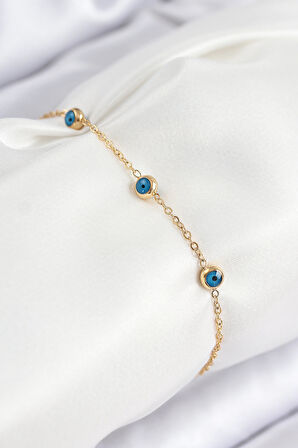 Zarif Kadın için Golden Çelik Nazarlıklı Stil Bileklik