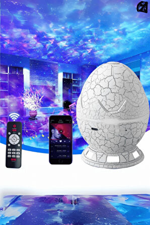 Büro Ev Ofis Hediyesi için Bluetoothlu Dinozor Yumurtası Stil Projektörlü Gece Lambası
