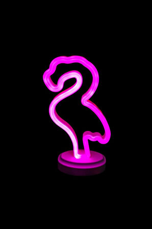 Büro Ev Ofis Hediyesi için Usb Pilli Neon Işıklı Flamingo Yazılı Masaüstü Gece Lambası