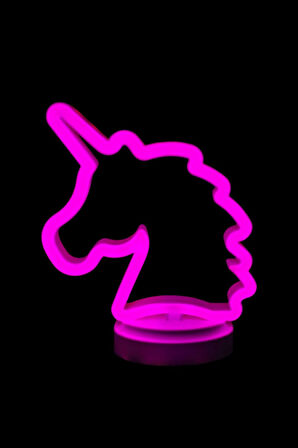 Büro Ev Ofis Hediyesi için Usb Pilli Neon Işıklı Unicorn Masaüstü Gece Lambası