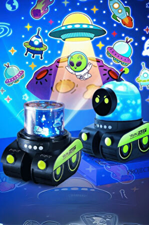 Büro Ev Ofis Hediyesi için Robot Tasarımlı Projektör Gece Lambası