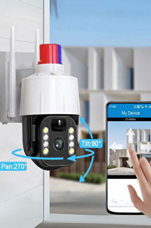 Büro Ev Ofis Güvenliği için Alarmlı Çakarlı Solar Dış Mekan Güvenlik Kamerası