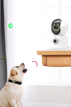 Büro Ev Ofis Güvenliği için Çift Lens Wifi İç Mekan Güvenlik Kamerası