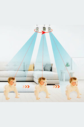 Büro Ev Ofis Güvenliği için Çift Lens Wifi İç Mekan Güvenlik Kamerası