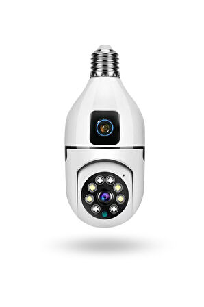 Büro Ev Ofis Güvenliği için Kablosuz Çift Lens Duya Monte Ampul Kamera