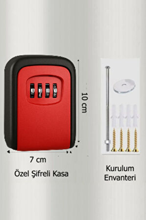 Büro Ev Ofis Güvenliği için Kırmızı Şifreli Mini Eşya Anahtar Saklama Kasası