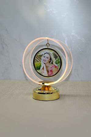 Büro Ev Ofis Hediyesi için 19X18CM Yuvarlak Led Fotoğraf Çerçevesi