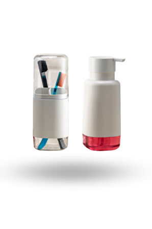 Büro Ev Ofis Banyo Düzeni için 2PARÇA Mini Diş Firçalık Sıvı Sabunluk Seti