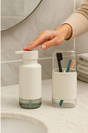 Büro Ev Ofis Banyo Düzeni için 2PARÇA Mini Diş Firçalık Sıvı Sabunluk Seti