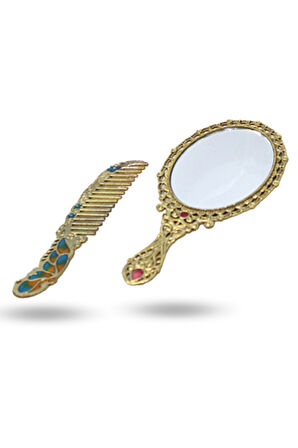 Büro Ev Ofis Hediyesi için 13X7CM Gül Stil Metal Aynalı Tarak Seti