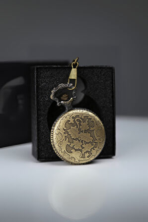 Büro Ev Ofis Hediyesi için Kutulu Antik Fil Motif Köstekli Saat