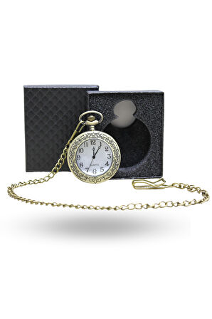 Büro Ev Ofis Hediyesi için Kutulu Antik Sarmaşık Figür Köstekli Saat