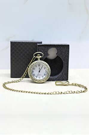 Büro Ev Ofis Hediyesi için Kutulu Antik Sarmaşık Figür Köstekli Saat