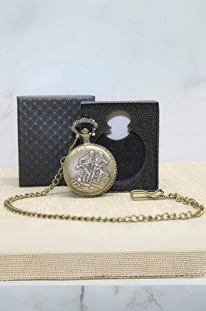 Büro Ev Ofis Hediyesi için Kutulu Antik Asker Figür Köstekli Saat