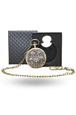 Büro Ev Ofis Hediyesi için Kutulu Antik Ejderha Motif Köstekli Saat