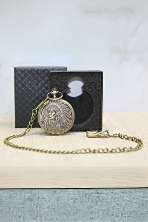 Büro Ev Ofis Hediyesi için Kutulu Antik Kızılderili Figür Köstekli Saat