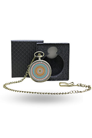 Büro Ev Ofis Hediyesi için Kutulu Antik Mandala Figür Köstekli Saat