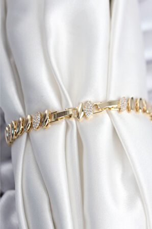 Zarif Kadın için Golden Pirinç Prestij Arpa Bileklik