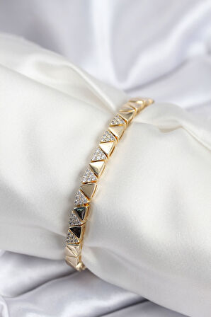 Zarif Kadın için Golden Pirinç Prestij Sıralı Üçgen Bileklik