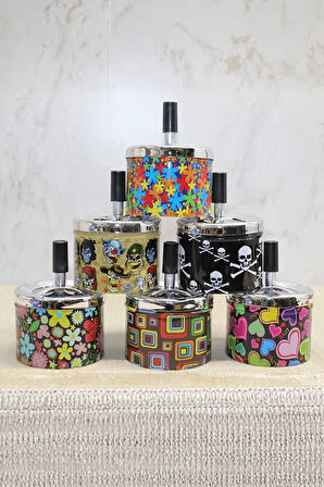 Büro Ev Ofis Dekoru için 12X8CM Dumansız Basmalı Metalik Mini Oval Küllük