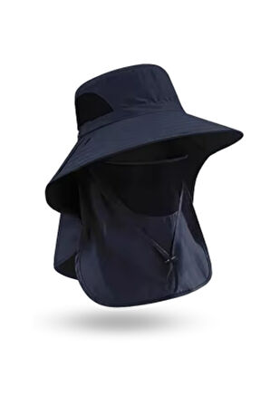 Büro Ev Ofis Balık Avı Sporu için Nefes Alan Maskeli Boyun Kapaklı Geniş Balıkçı Güneş Şapkası