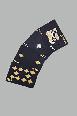 Büro Ev Ofis Yetişkin Oyunu için Golden Finans Motifli Siyah İskambil Kartı Seti