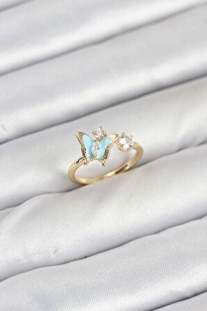 Zarif Kadın için Golden Pirinç Kelebek Model Stil Yüzük