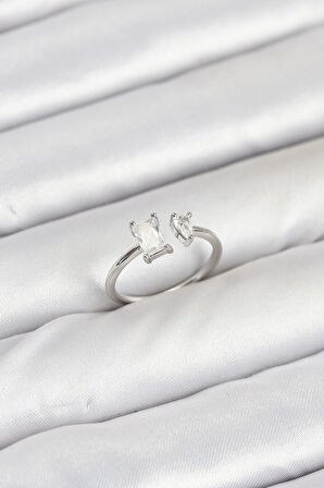 Zarif Kadın için Silver Pirinç Zirkonlu Stil Yapım Yüzük