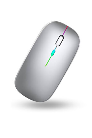 Büro Ev Ofis Bilgisayarı için Rgb Gümüş Şarjlı Kablosuz Mouse