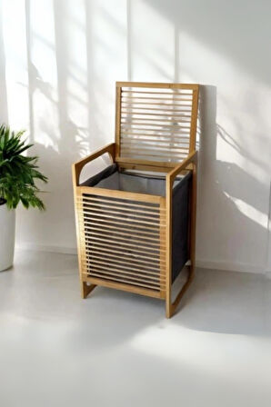 Büro Ev Ofis Dekoru için 40X35X60CM Ahşap Bambu Kirli Çamaşır Sepeti