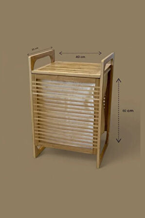 Büro Ev Ofis Dekoru için 40X35X60CM Ahşap Bambu Kirli Çamaşır Sepeti