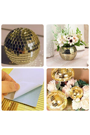 Büro Ev Ofis Etkinik Dekoru için 30X30CM Yapışkanlı Kare Gold Cam Mozaik Fayans Aynalı Dekor Panel