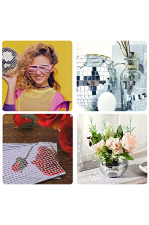 Büro Ev Ofis Etkinik Dekoru için 30X30CM Yapışkanlı Kare Silver Cam Mozaik Fayans Aynalı Dekor Panel