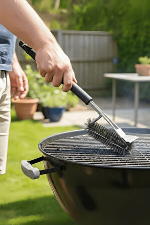 Büro Ev Ofis Piknik Keyfi için Uzun Saplı Çelik Telli Mangal Izgara Temizleme Fırçası