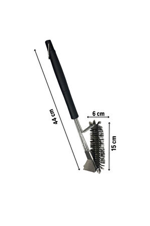 Büro Ev Ofis Piknik Keyfi için Uzun Saplı Çelik Telli Mangal Izgara Temizleme Fırçası
