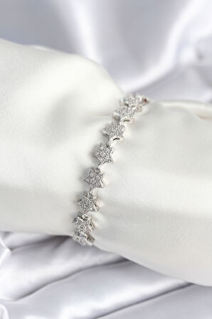 Zarif Kadın için Silver Pirinç Yıldız Bileklik